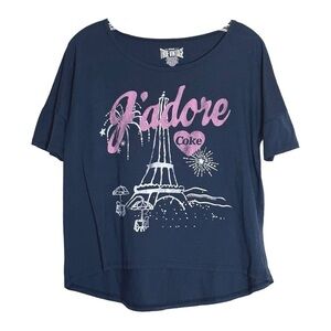 True Vintage J’adore Coke Paris Size M Graphic Tee Coca Cola Blue T-Shirt